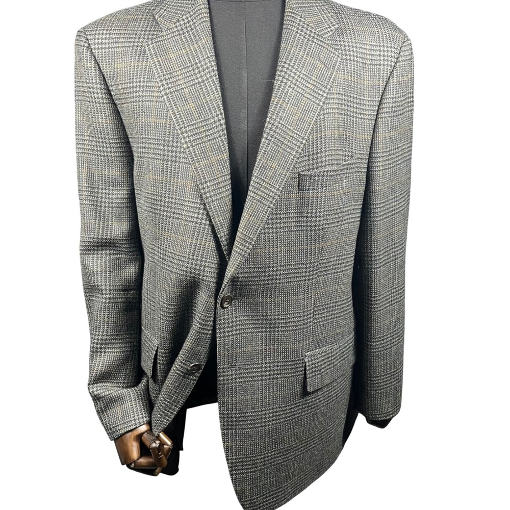 Ralph Lauren Chaps Blazer Mens 46R Grey Glen Plaid 100% Wool Sport Coat Canada